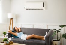 person relaxing in room with ac
